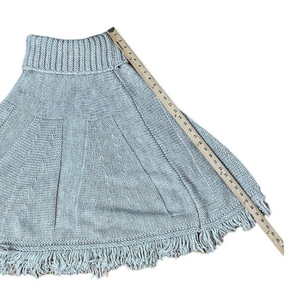 Neiman Marcus O/S LUXURY Italian Wool Alpaca Turtleneck Sweater Poncho Shawl Tan - Picture 5 of 7